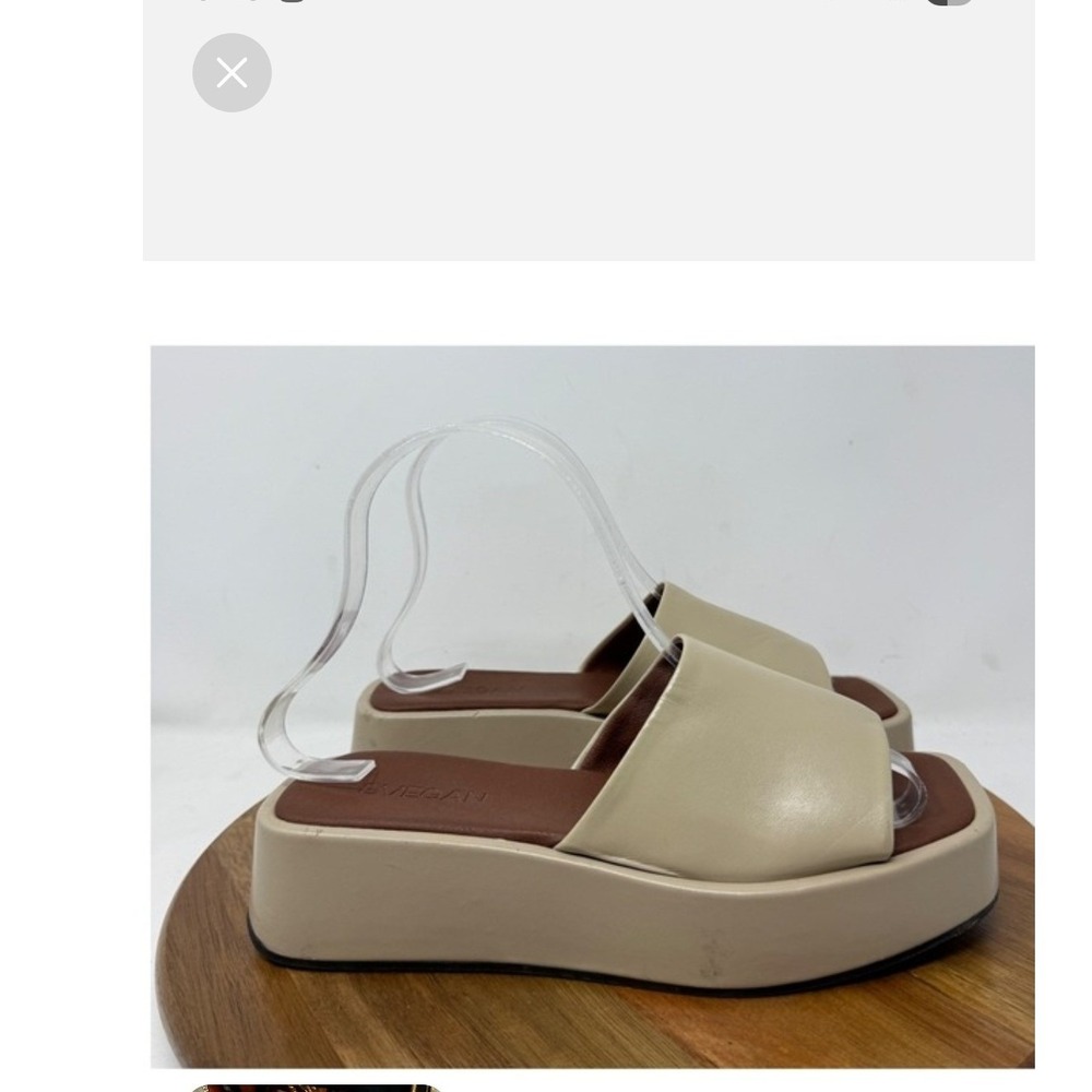Svegan By Alohas Janice Beige Nude Taupe Platform Slides Sandals Sz 35